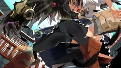 Wings red eyes stockings anime girls touhou black hair 