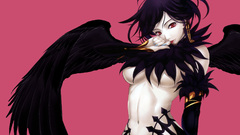 Wings red eyes underboobs