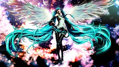 Wings skirts angels blue hair long hair hatsune miku vocaloid 