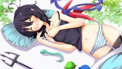 Wings sleeping brunettes short hair touhou houjuu nue underwear 
