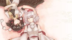 Wings sleeping hats white hair red eyes brunettes short hair 