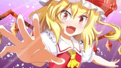 Wings teeth hats red eyes Ribbons blondes blush touhou open 