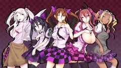 Wings tie hats white hair blondes skirts anime girls brown eyes 