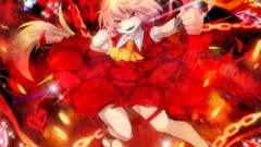 Wings tie red eyes chains blondes smiling anime girls touhou 