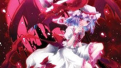 Wings vampire red eyes blue hair anime girls short hair remilia 