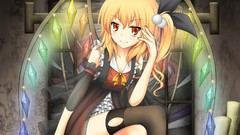 Wings Vampires blondes anime girls flandre scarlet thigh highs