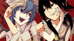 Wings Vampires red eyes blue hair anime girls remilia scarlet 