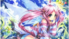 Wings Violet pink hair striped clothing