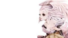 Wings white background long hair anime girls purple eyes Simple 