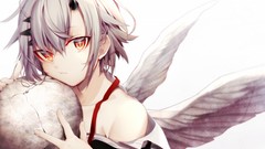 Wings white hair anime girls original characters