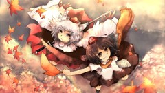 Wings white hair anime girls touhou animal ears shameimaru aya 