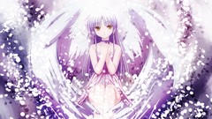 Wings white hair long hair angel beats yellow eyes tachibana 