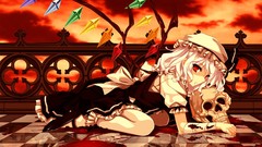 Wings white hair red eyes anime girls short hair touhou flandre 
