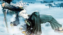 Winter anime girls soft shading girls with swords