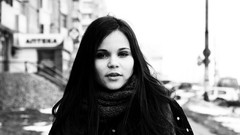 Winter black white woman Russia brunettes