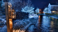 Winter blue Christmas architecture HDR Photography