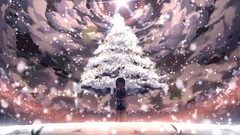 Winter Christmas trees anime girls closed eyes sword art online 