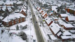 Winter cityscapes buildings tilt-shift