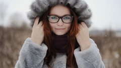 Winter cold woman blue eyes redheads