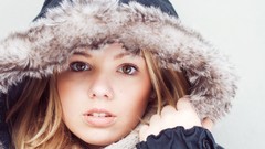 Winter cold woman brown eyes brunettes