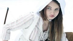 Winter eyes light woman elves arrows forests