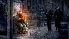 Winter fire rain homeless artwork Vitaly S Alexius