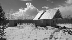 Winter Frozen houses snow landscapes