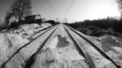 Winter grayscale railway