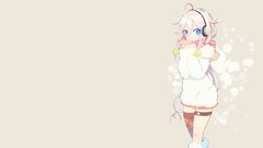 Winter headphones white hair skirts scarfs long hair boots blue 
