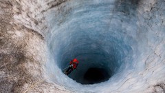 Winter ice Northern Holes Arctic climbing mountaineers abseiling