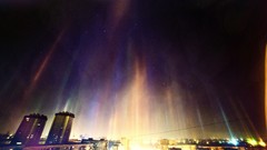 Winter lights Northern cities skies cityscapes aurora borealis