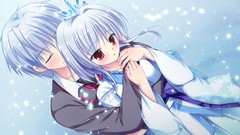Winter love Anime hugging