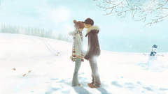 Winter love snowman holding