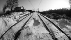 Winter monochrome railroads