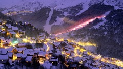 Winter Mountains France traffic lights parade ski