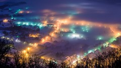 Winter night lights cities