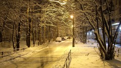 Winter night Russia russian cars