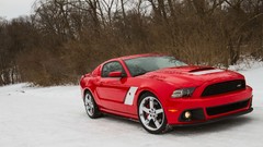Winter red Ford Ford mustang muscle cars