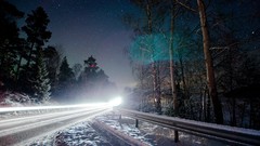 Winter roads night sky