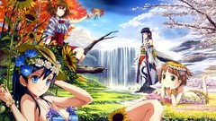 Winter water summer autumn spring anime girls cherry blossoms 