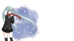 Winter white Anime Manga skirts scarfs long hair anime girls 