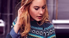Winter woman blondes models Camille Rowe boden