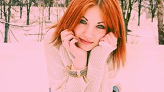 Winter woman blue eyes redheads