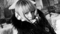 Winter woman faces outdoors blondes