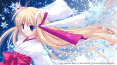 Winter woman long hair anime girls blue eyes miko Japanese 