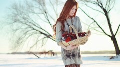 Winter woman redheads