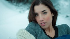 Winter woman wool scarfs brunettes models sweaters