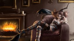 Witch stockings crows Sorceress