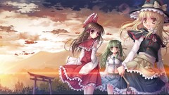 Witches short hair kochiya sanae hakurei reimu touhou kirisame 