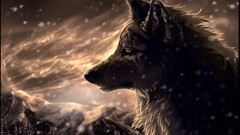 wolf Animals snow fantasy art scars storm winter cold